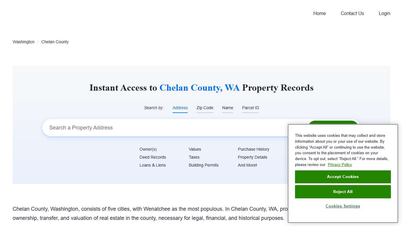 Chelan County Property Records | Owners, Deeds, Permits